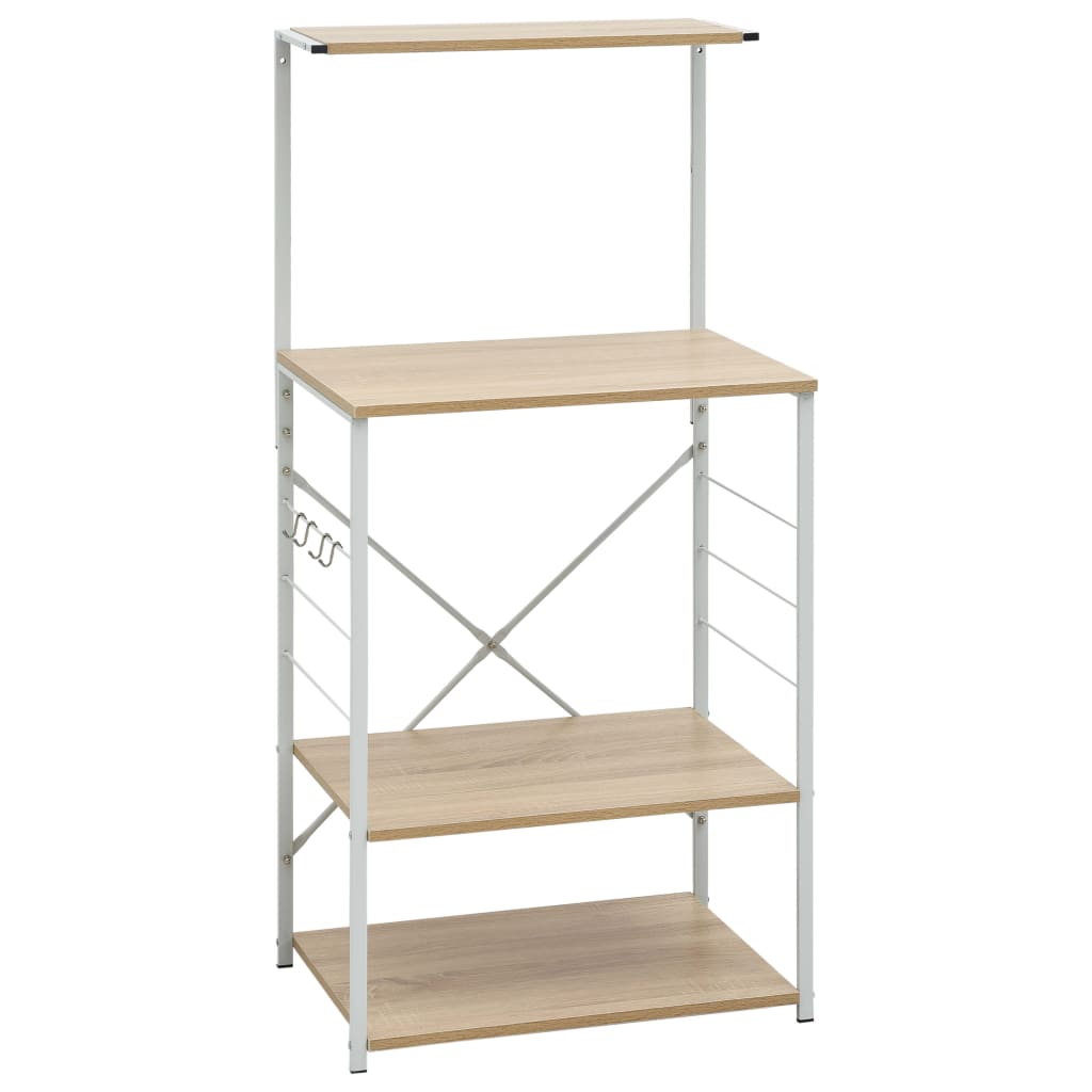 Hylle til mikrobølgeovn hvit eik 60x39,6x123 cm konstruert tre