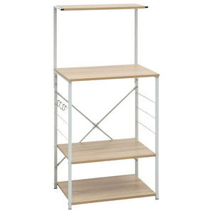Hylle til mikrobølgeovn hvit eik 60x39,6x123 cm konstruert tre