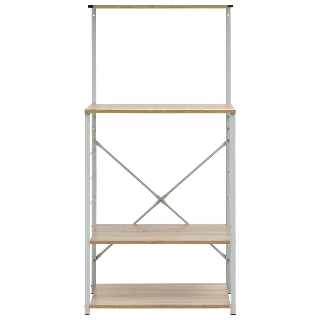 Hylle til mikrobølgeovn hvit eik 60x39,6x123 cm konstruert tre