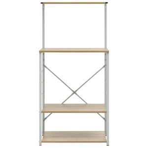 Hylle til mikrobølgeovn hvit eik 60x39,6x123 cm konstruert tre