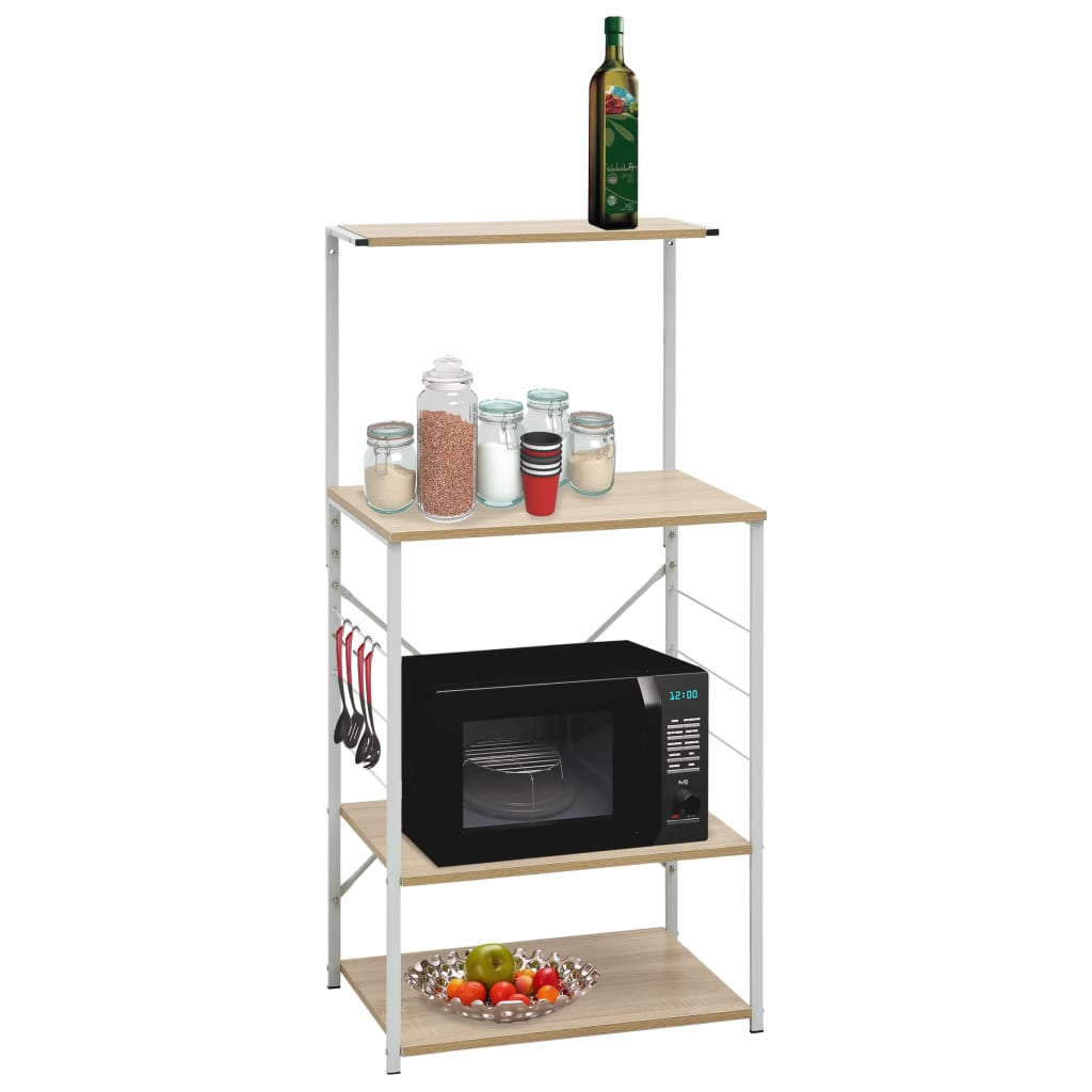 Hylle til mikrobølgeovn hvit eik 60x39,6x123 cm konstruert tre