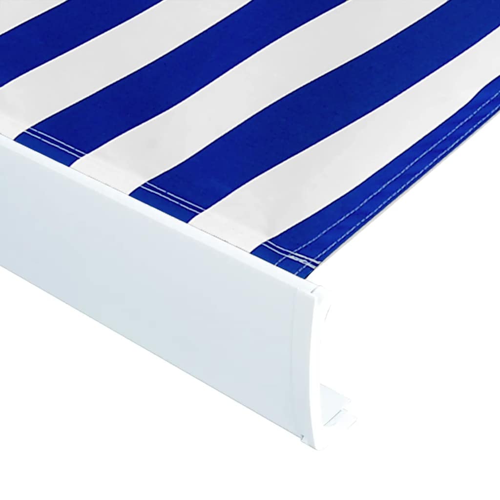 Motorisert kassettmarkise 450x300 cm blå og hvit