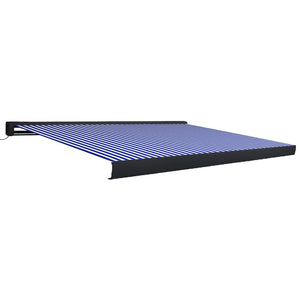 Motorisert kassettmarkise 450x300 cm blå og hvit