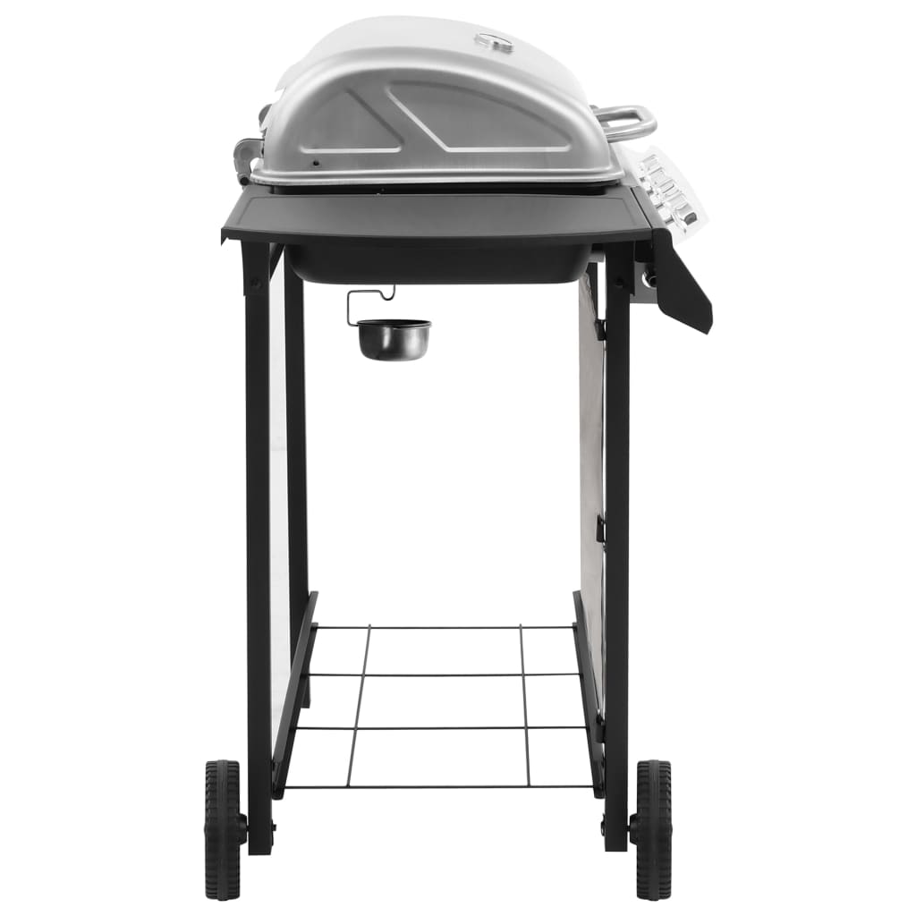 Gassgrill med 4 brennere svart og sølv