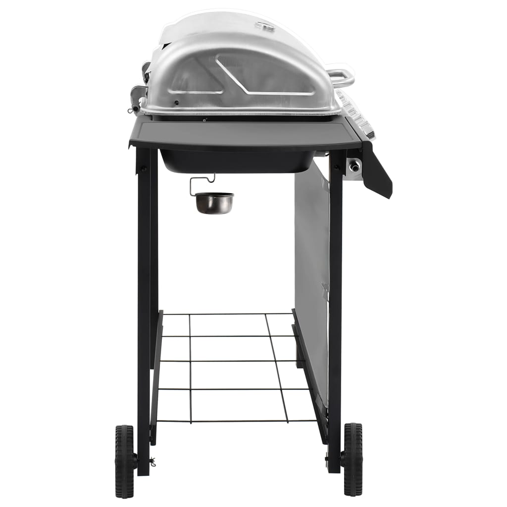 Gassgrill med 6 brennere svart og sølv