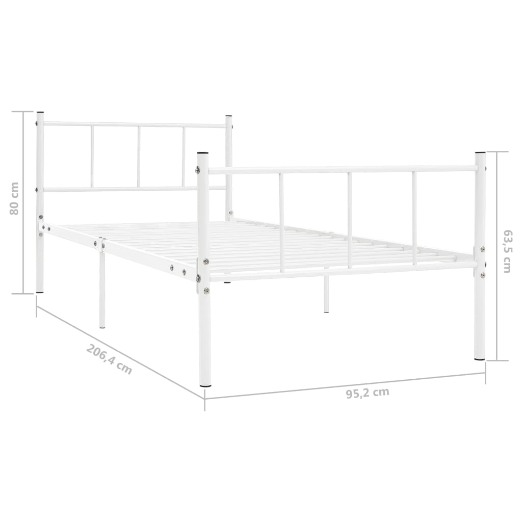 Sengeramme hvit metall 90x200 cm