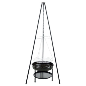 Hagegrill med stativ og bålpanne 50 cm svart