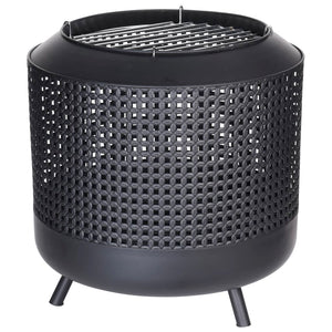 Bålkurv med grillrist 50x51 cm svart