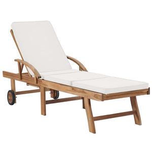 Solsenger med puter 2 stk heltre teak kremhvit
