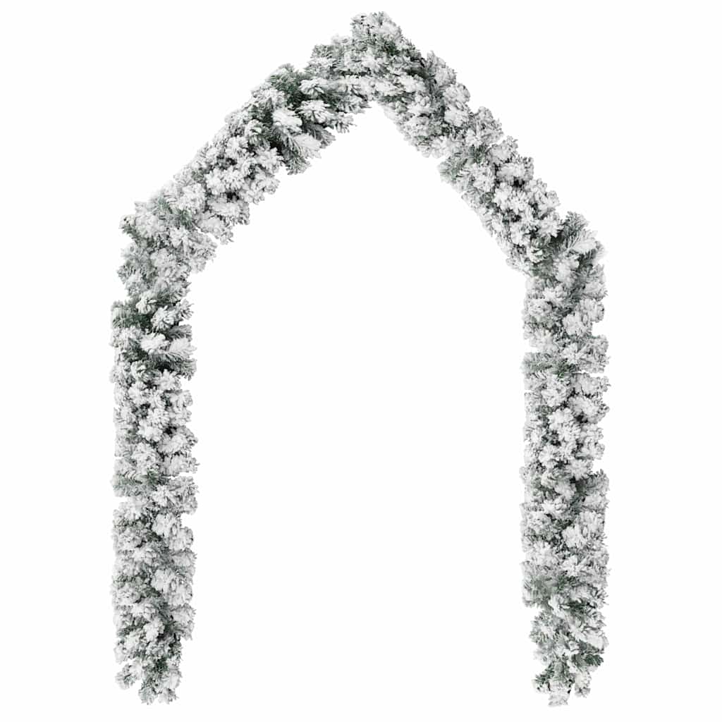 Julekrans med flokket snø grønn 20 m PVC
