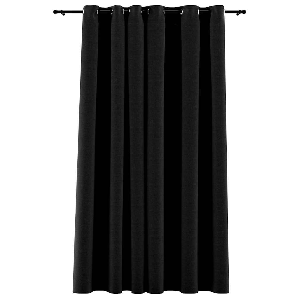 Lystette gardiner med maljer og lin-design antrasitt 290x245 cm