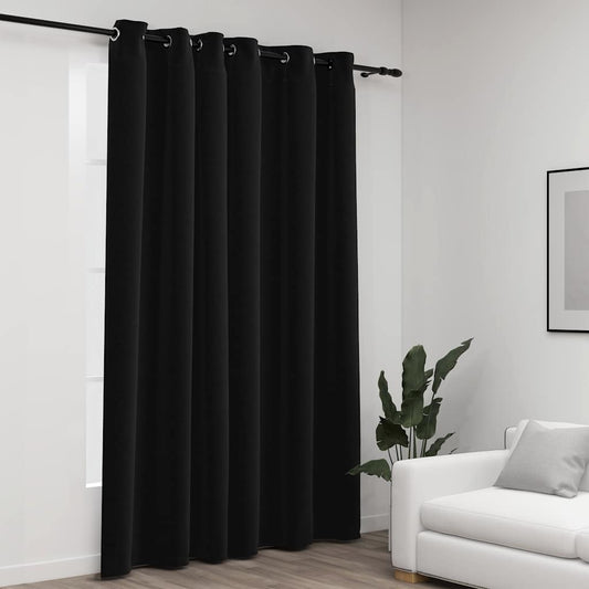 Lystette gardiner med maljer og lin-design antrasitt 290x245 cm
