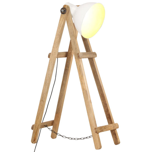 Gulvlampe hvit E27 heltre mango