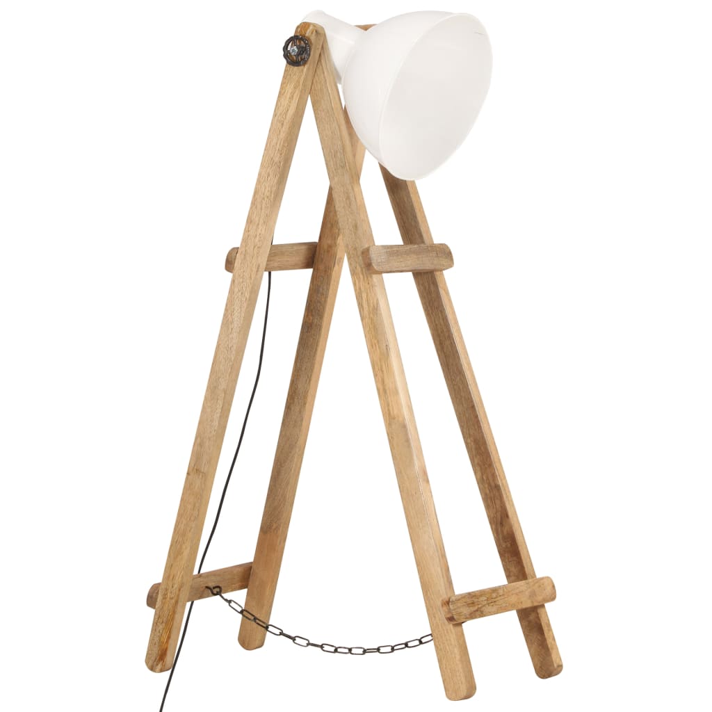 Gulvlampe hvit E27 heltre mango