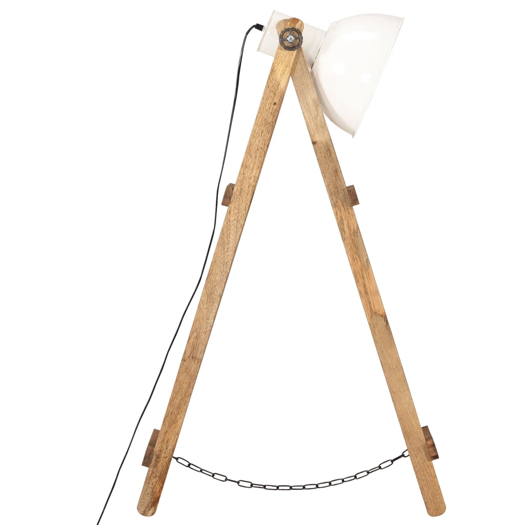 Gulvlampe hvit E27 heltre mango