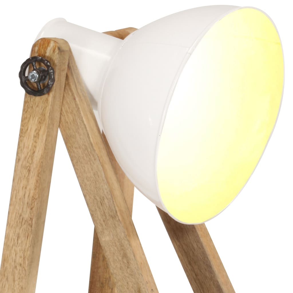 Gulvlampe hvit E27 heltre mango