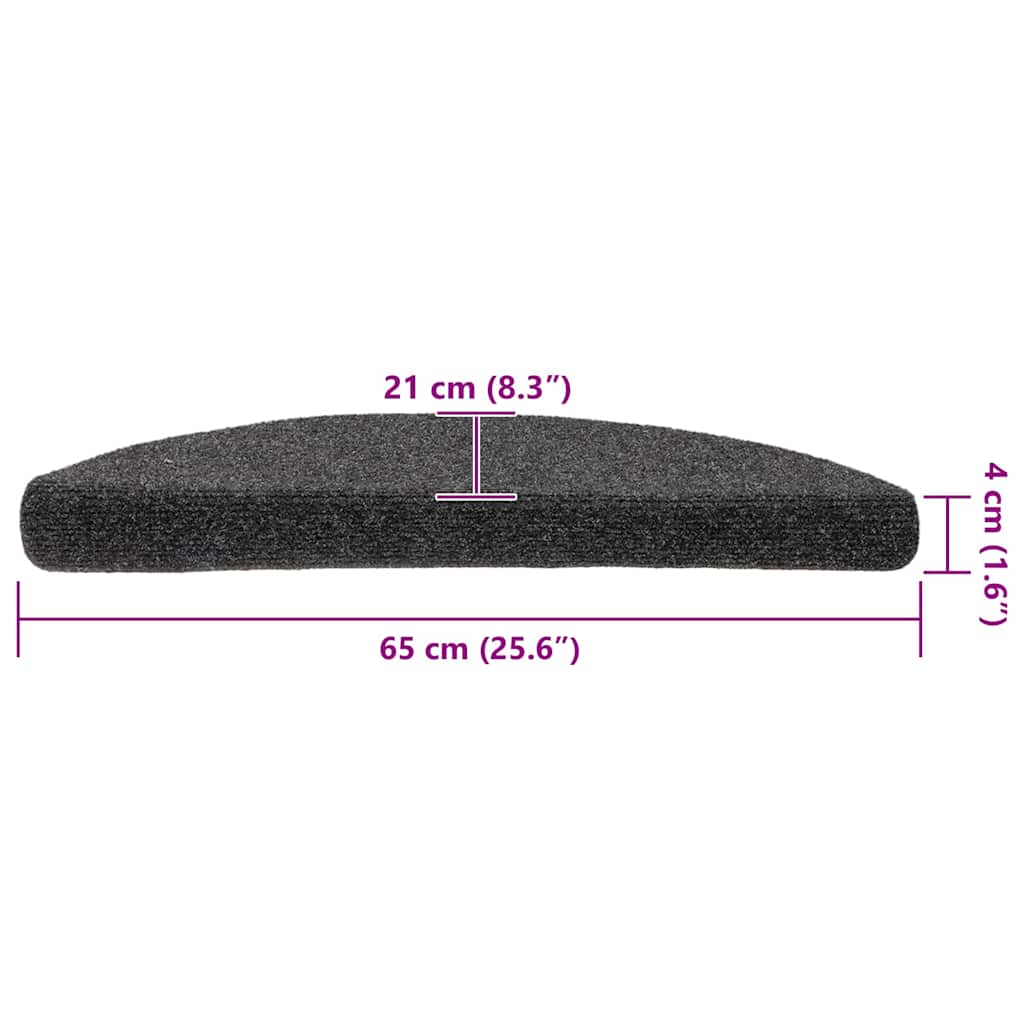 Selvklebende trappematter 15stk antrasitt 65x21x4cm nålestempel