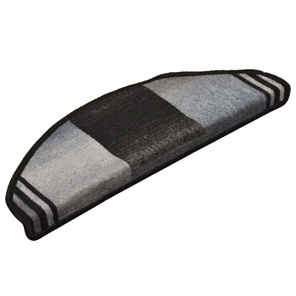 Selvklebende trappematter 15 stk svart og grå 65x21x4 cm