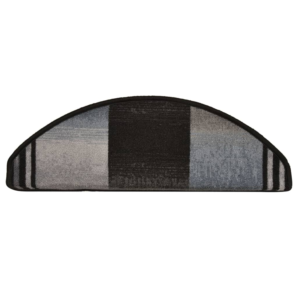 Selvklebende trappematter 15 stk svart og grå 65x21x4 cm