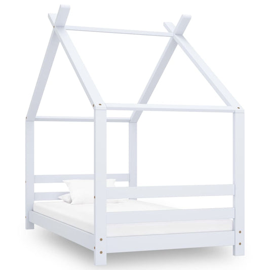 Sengeramme for barn heltre furu hvit 80x160 cm