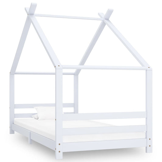Sengeramme for barn heltre furu hvit 90x200 cm