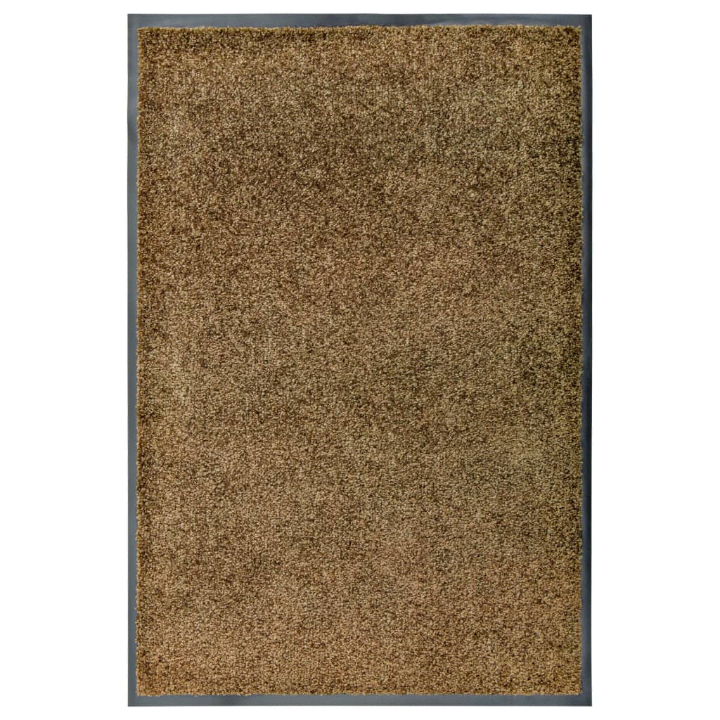 Dørmatte vaskbar brun 60x90 cm