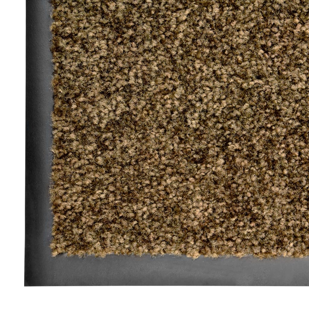 Dørmatte vaskbar brun 60x90 cm