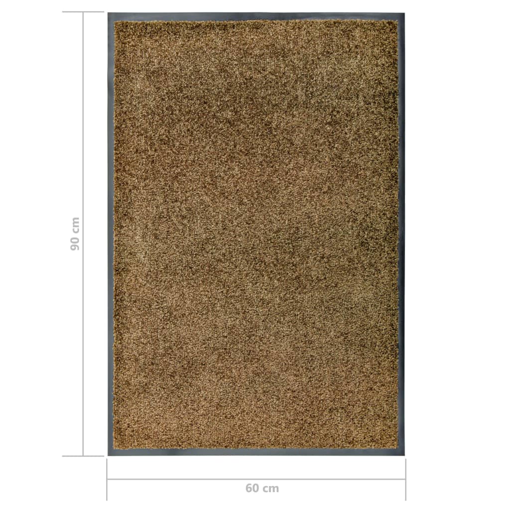 Dørmatte vaskbar brun 60x90 cm