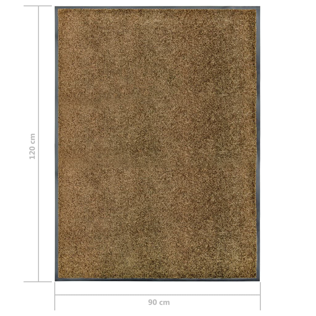 Dørmatte vaskbar brun 90x120 cm