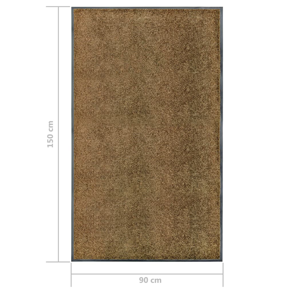 Dørmatte vaskbar brun 90x150 cm