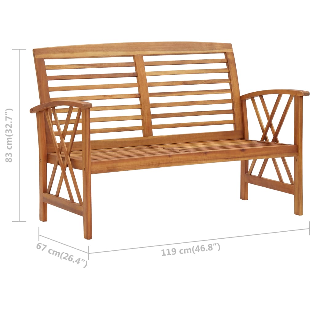 Hagebenk 119 cm heltre akasie