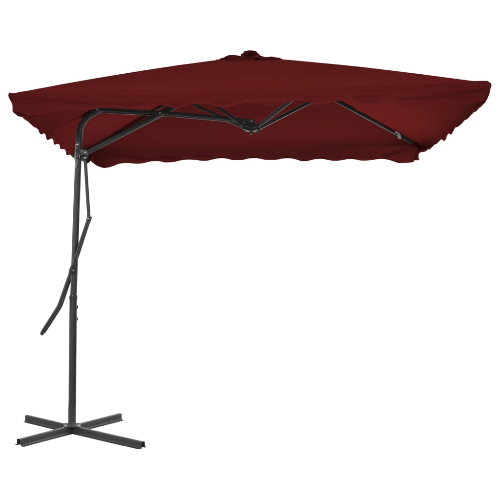 Hageparasoll med stålstang vinrød 250x250x230 cm