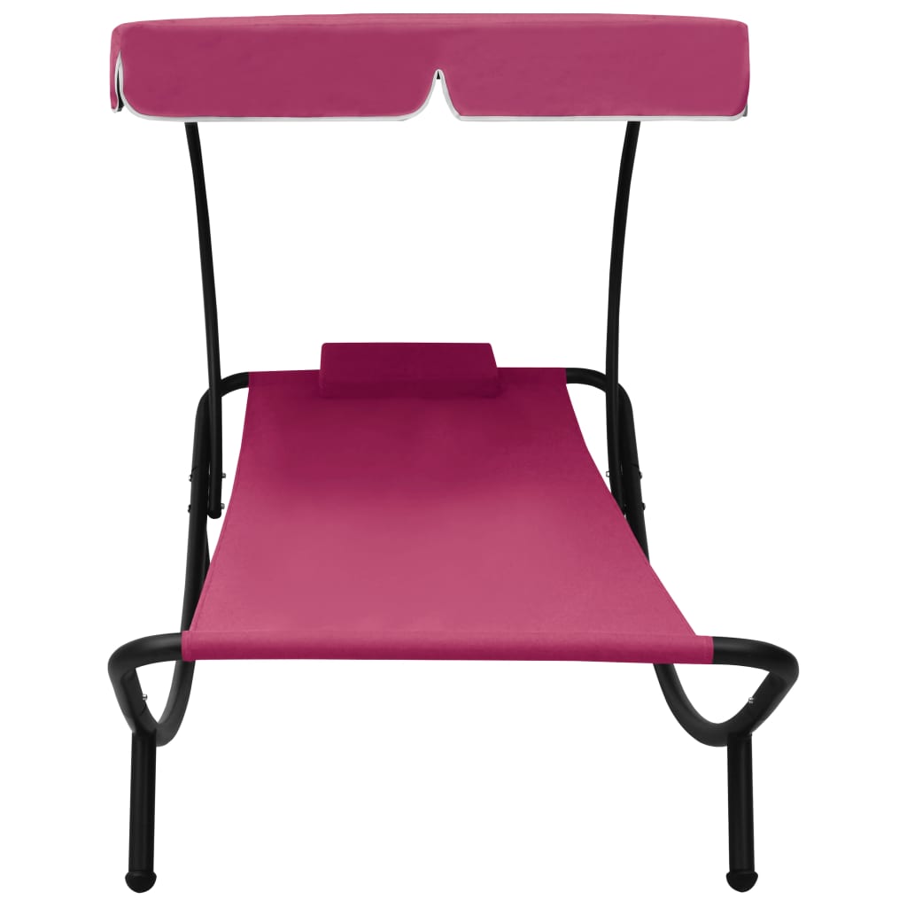 Utendørs sofaseng med solskjerm og pute rosa