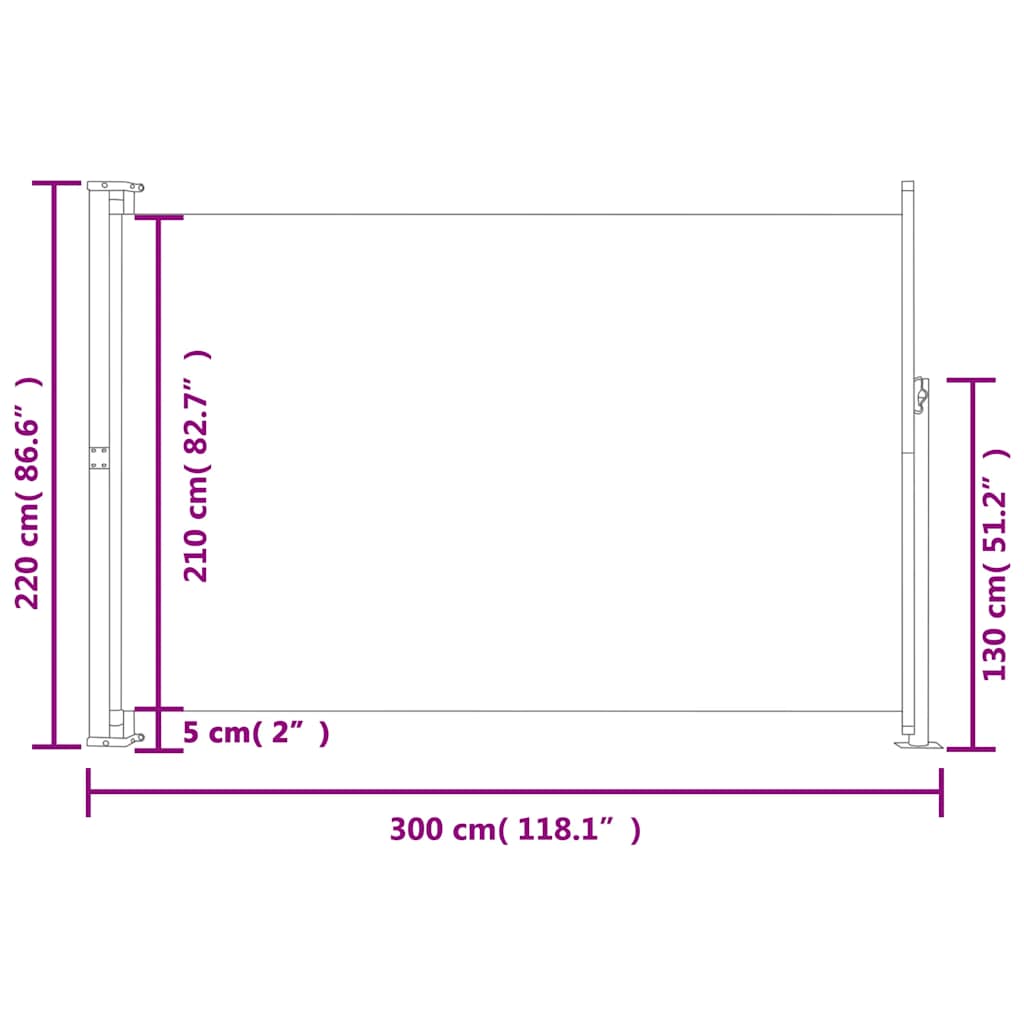 Uttrekkbar sidemarkise 220x300 cm kremhvit