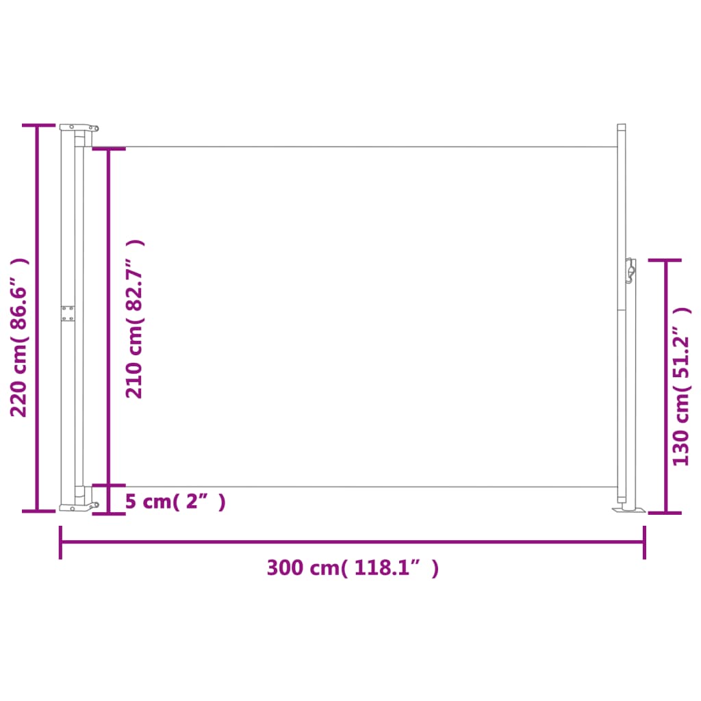 Uttrekkbar sidemarkise 220x300 cm rød