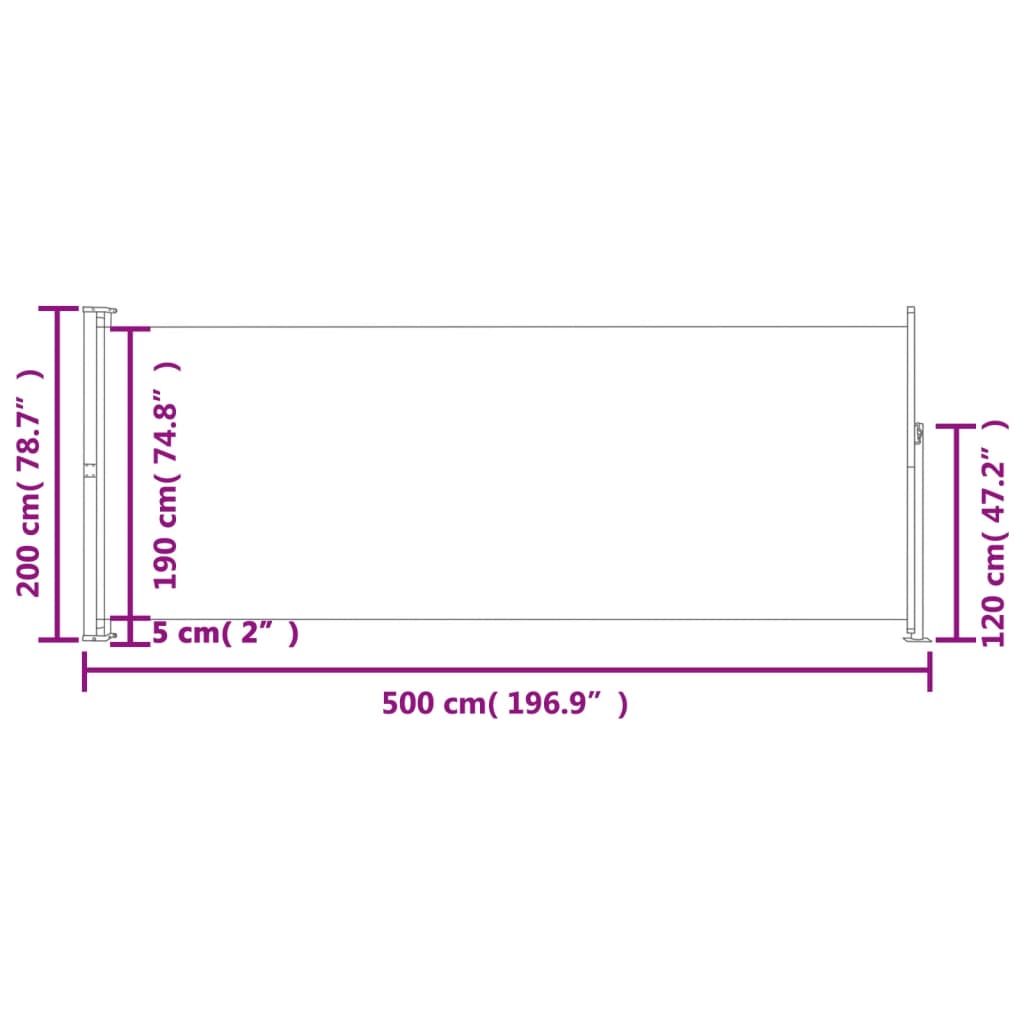 Uttrekkbar sidemarkise 220x500 cm blå