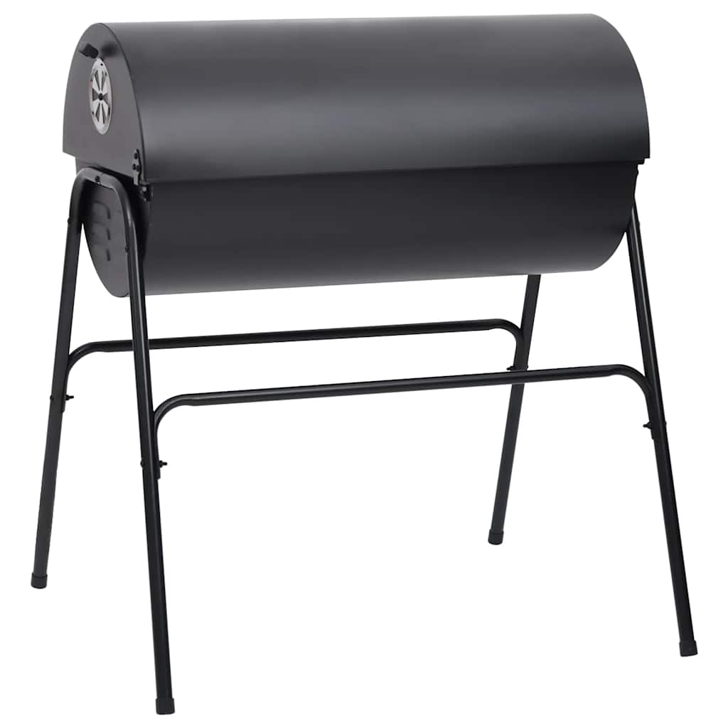 Tønnegrill med 2 grillrister svart 80x95x90 cm stål