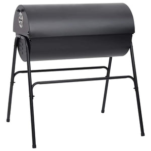 Tønnegrill med 2 grillrister svart 80x95x90 cm stål