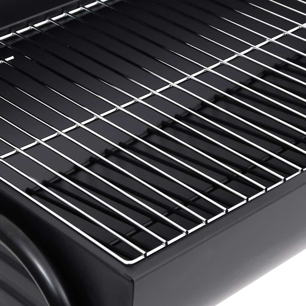 Tønnegrill med 2 grillrister svart 80x95x90 cm stål