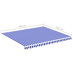Erstatningsduk for markise blå og hvit 4x3,5 m