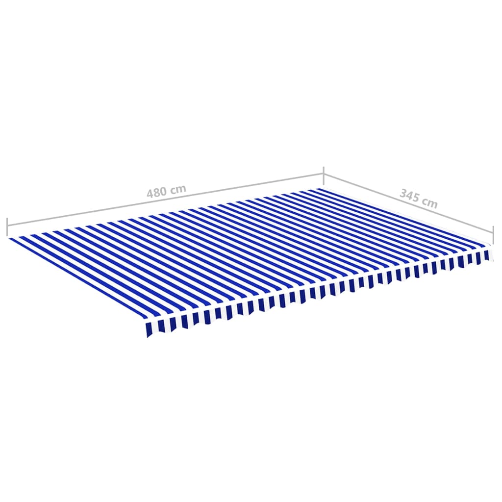 Erstatningsduk for markise blå og hvit 5x3,5 m