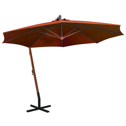 Hengende hageparasoll stolpe terrakotta 3,5x2,9 m heltre gran