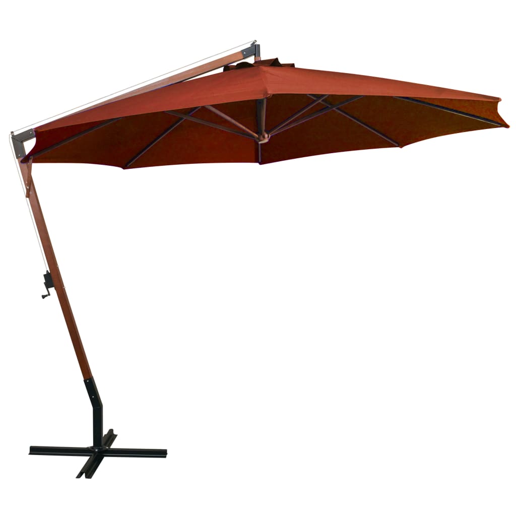 Hengende hageparasoll stolpe terrakotta 3,5x2,9 m heltre gran