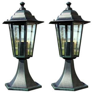 Garden lamps 2 pcs dark green/black aluminum