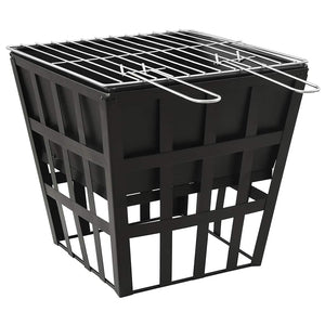 2-i-1 bålfat og grill 34x34x48 cm stål