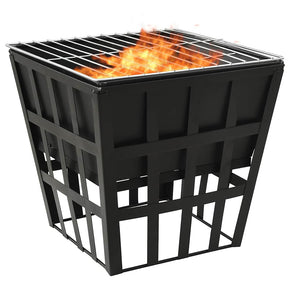 2-i-1 bålfat og grill 34x34x48 cm stål