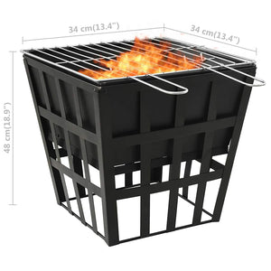 2-i-1 bålfat og grill 34x34x48 cm stål