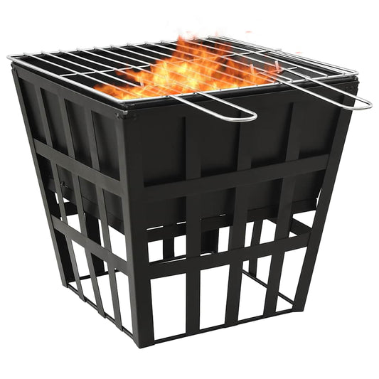 2-i-1 bålfat og grill 34x34x48 cm stål