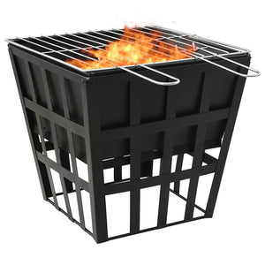 2-i-1 bålfat og grill 34x34x48 cm stål