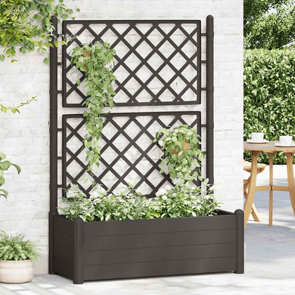 Plantekasse med espalier 100x43x142 cm PP antrasitt